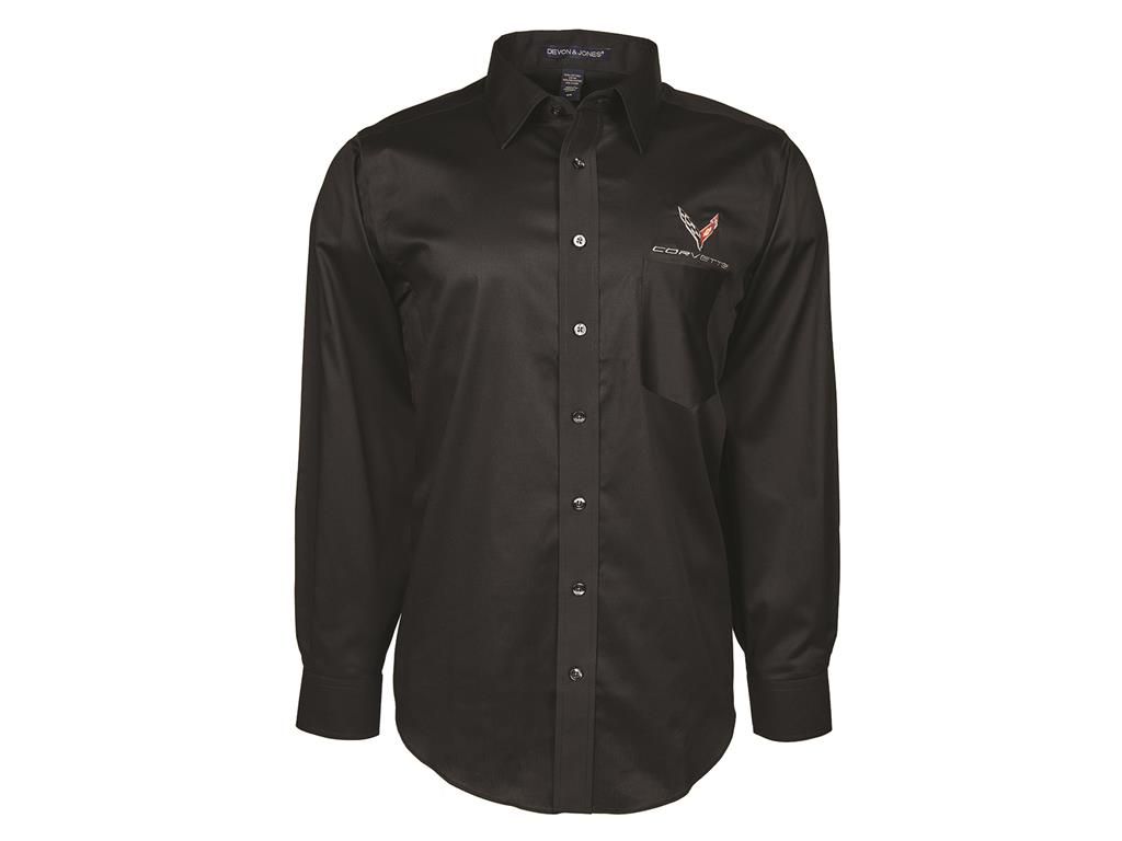 Mens Black Corvette Cotton Twill Dress with C8 Logo