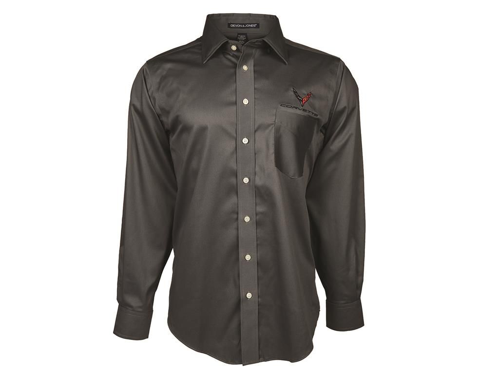 Mens Graphite Corvette Cotton Twill Dress with C8 Logo