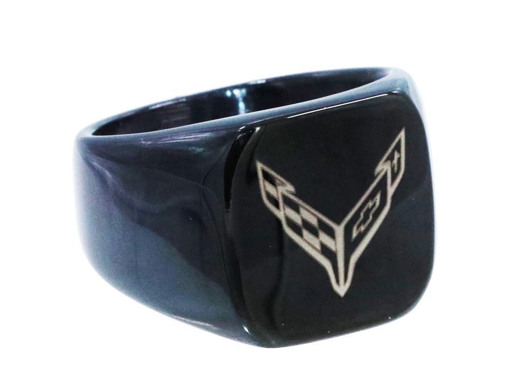 Men's Ring C8 Corvette Black Signet