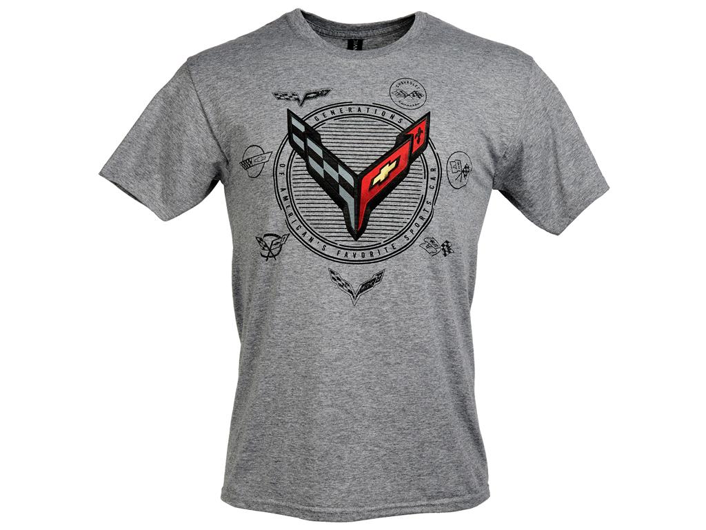 T-Shirt Men’s 8 Generations Americas Favorite Sports Car Gray