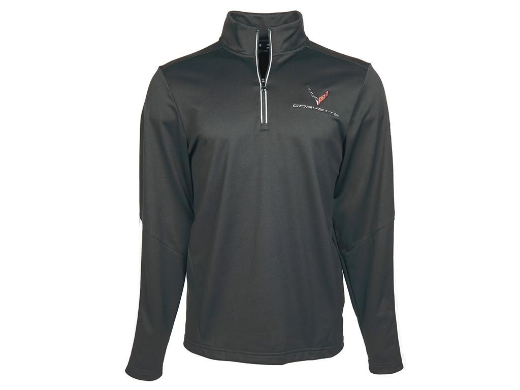 Mens C8 Corvette Under Armour Qualifier Quarter Zip Black Jacket