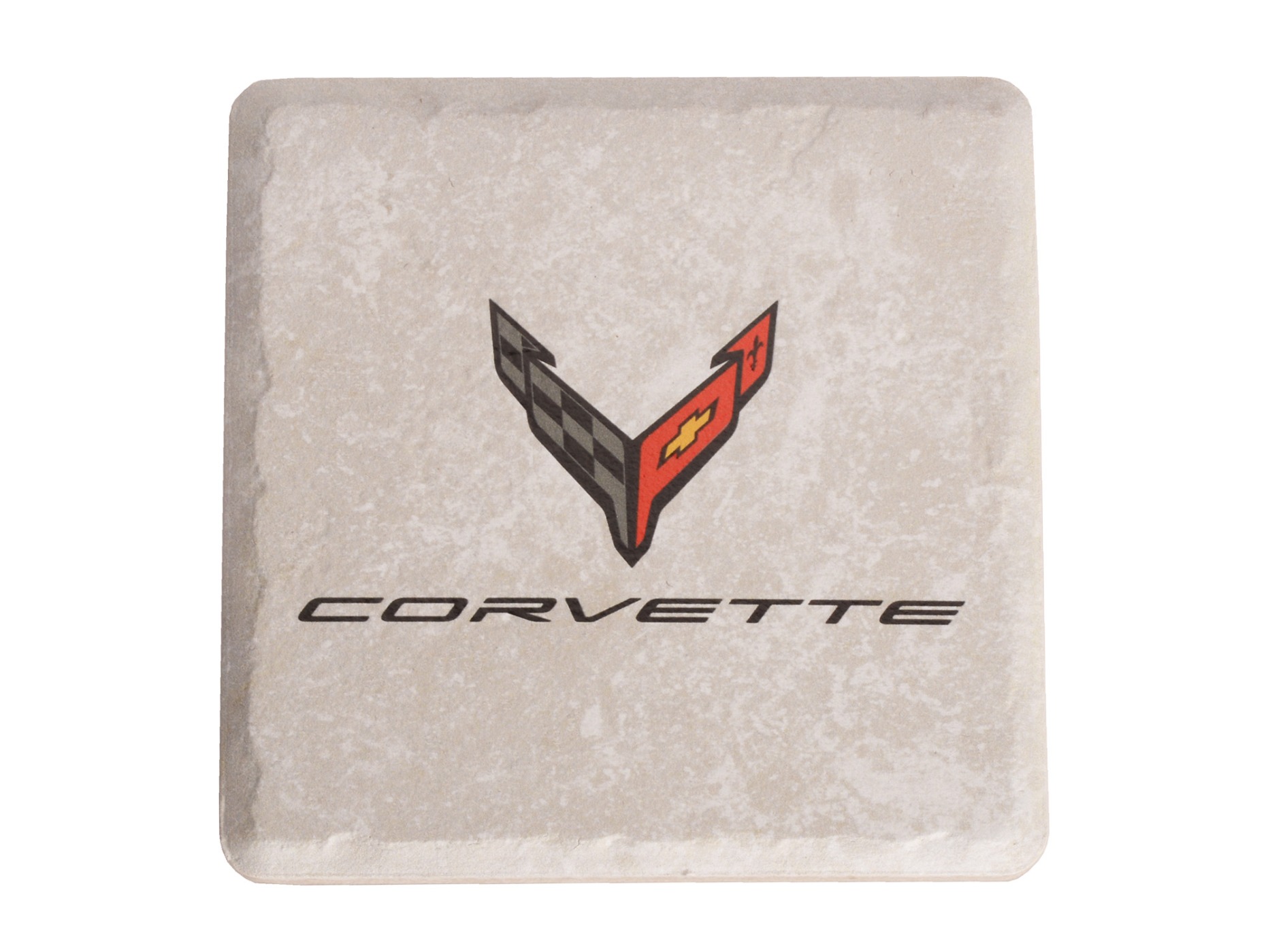 C8 Crossflags and Script Stone Tile Coaster