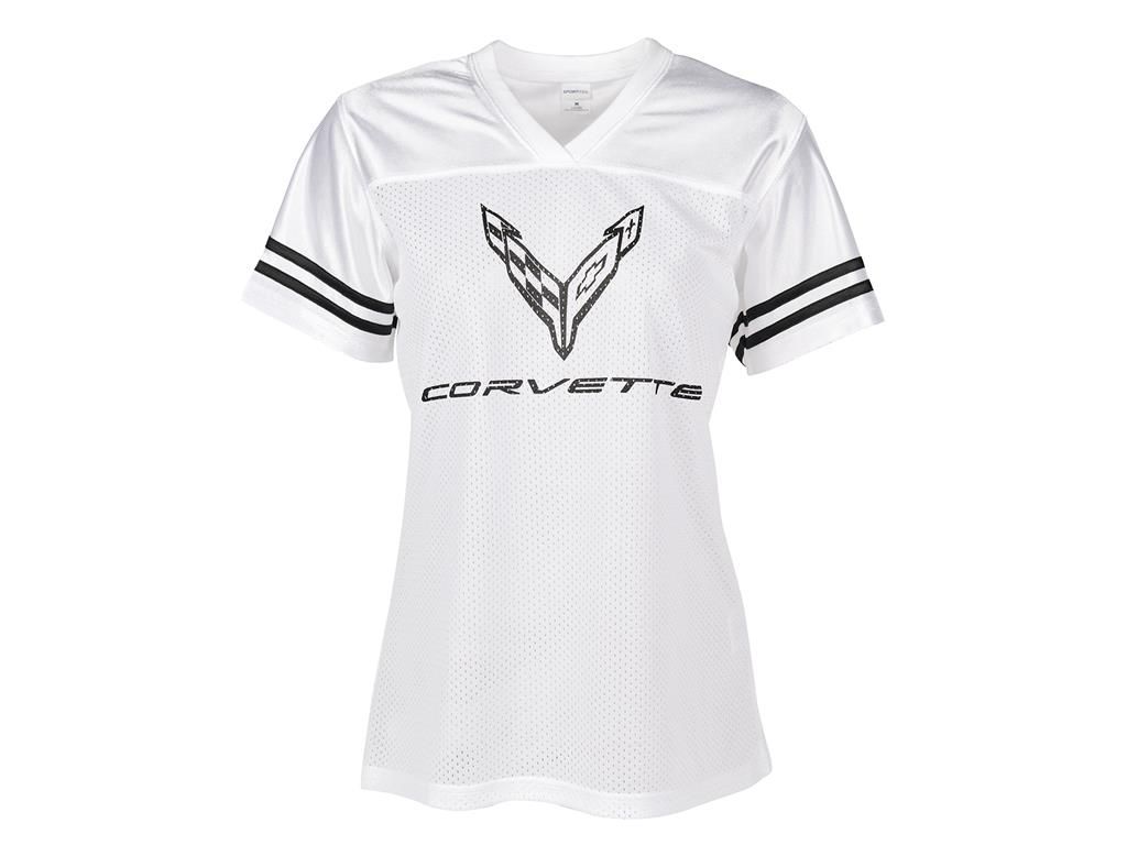 Corvette Ladies White Football Jersey T-Shirt