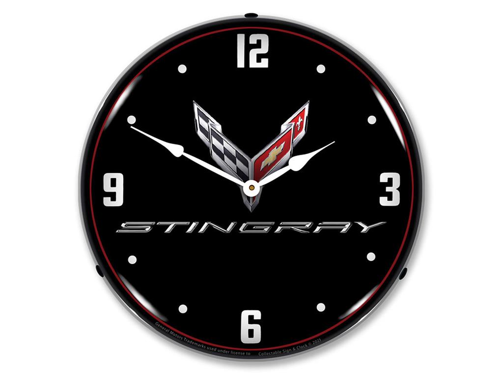 C8 Stingray Black Tie Backlit Lighted Clock