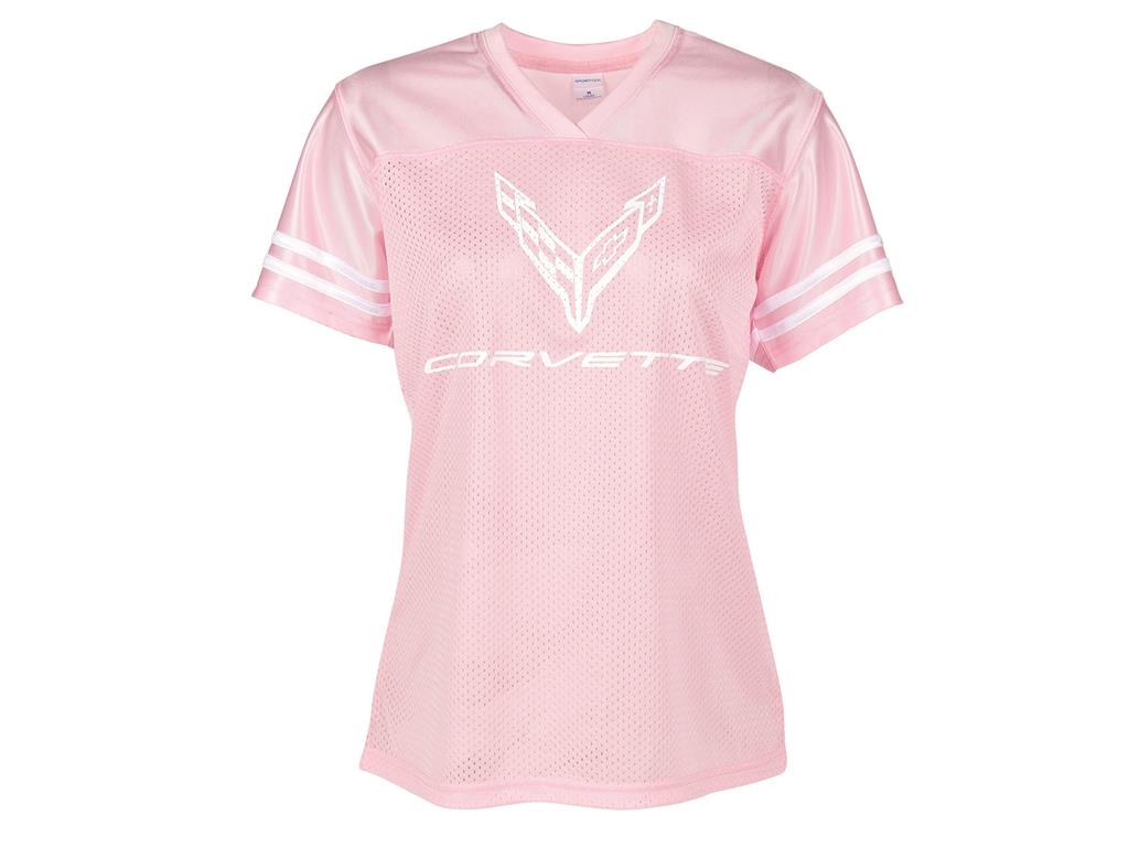 Corvette Ladies Pink Football Jersey T-Shirt
