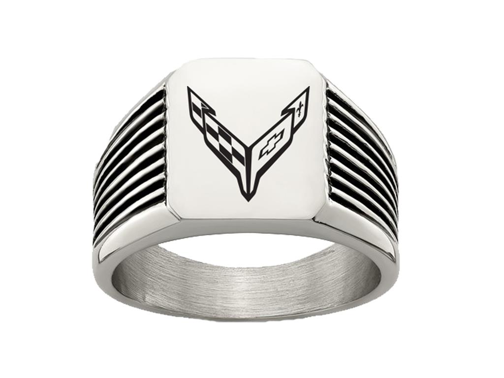 C8 Emblem Stainless Signet Ring