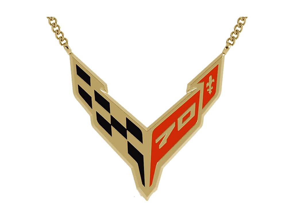 70th Anniversary Enameled Emblem 14K Gold Necklace (ND)