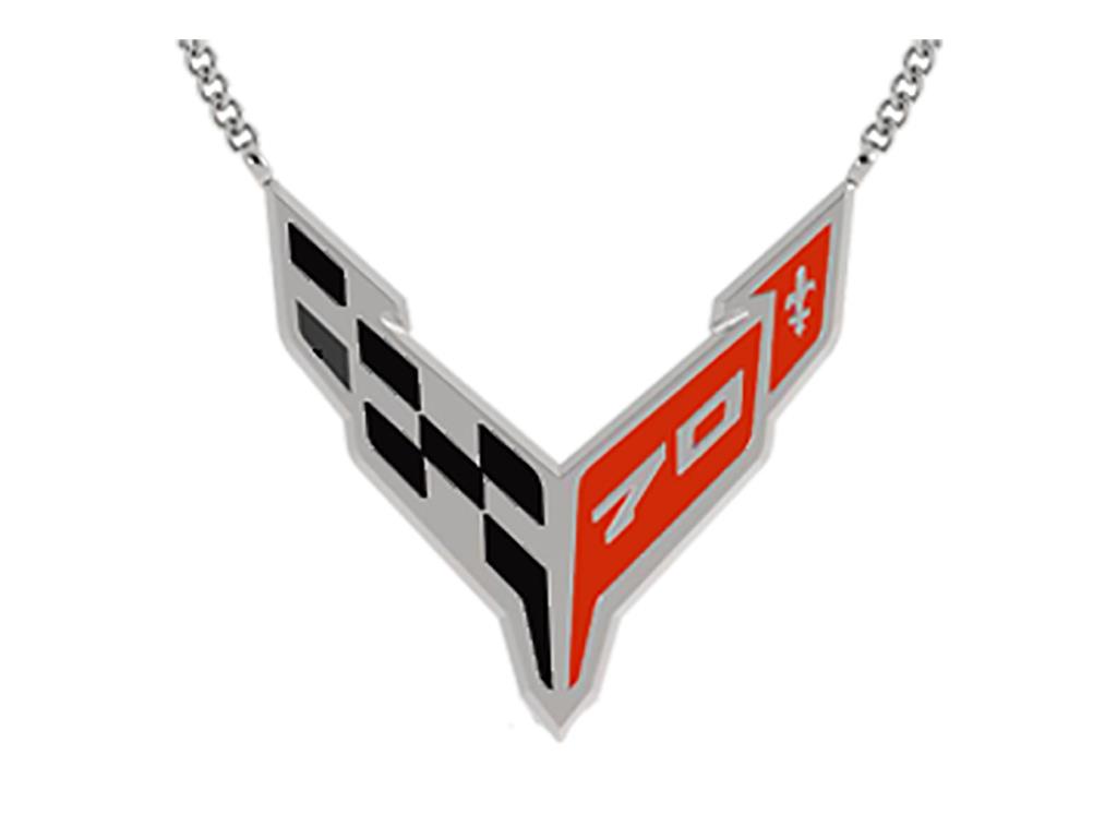 70th Anniversary Enameled Emblem Sterling Silver Necklace