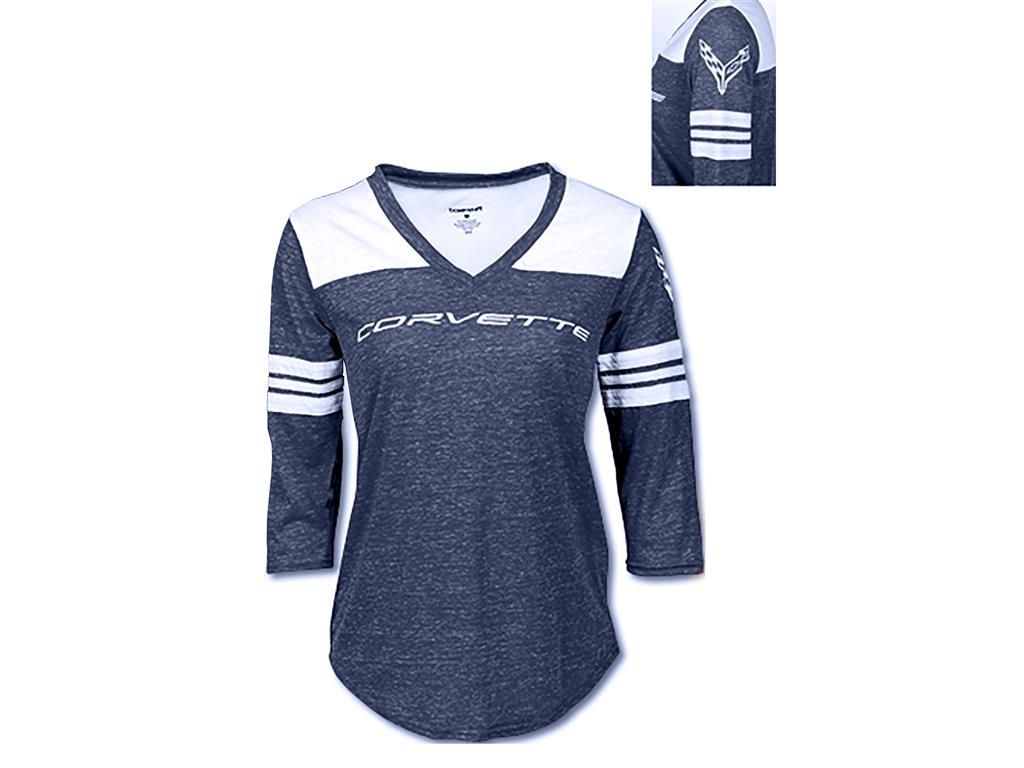 Juniors Navy Corvette Script Glory Days 3/4 Tee *Clearance*