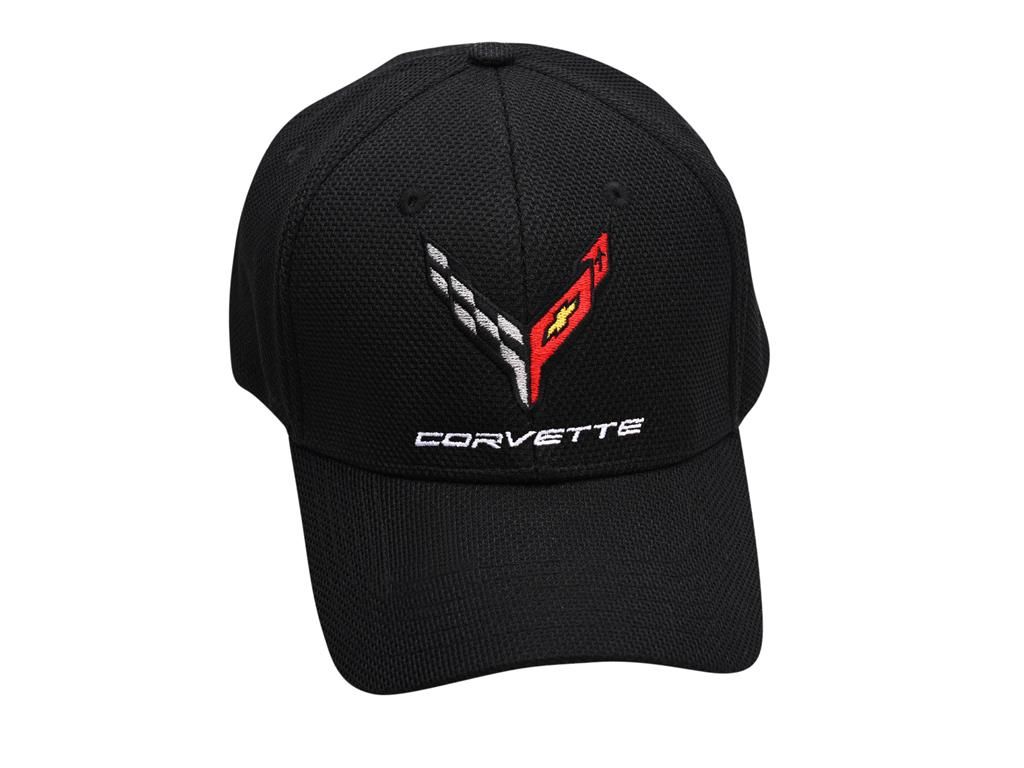 Black Flexfit Performance Hat with C8 Crossflag Embroidered Logo