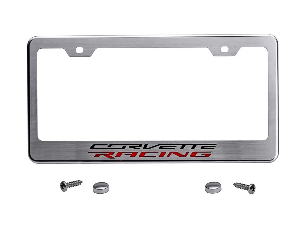 Corvette Racing Brushed Stainless Steel License Plate Frame