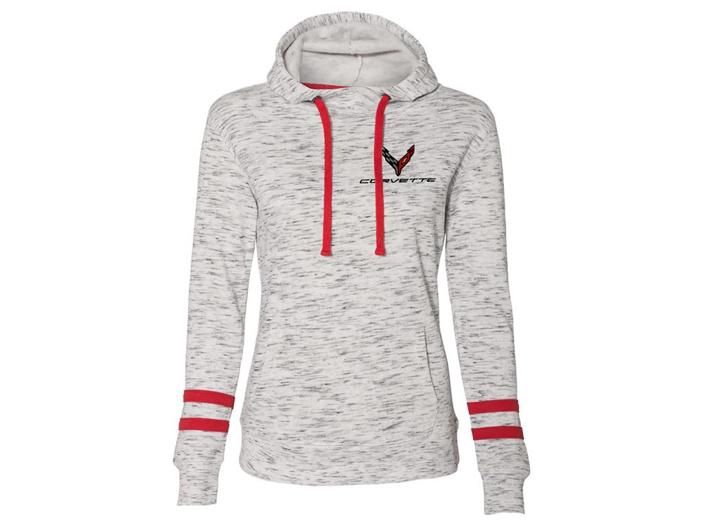 Ladies Red Trim Corvette Melange Hoodie