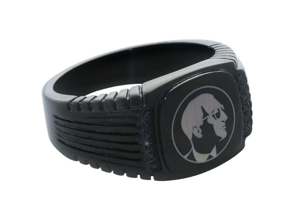 Zora Black CZ Signet Ring Stainless