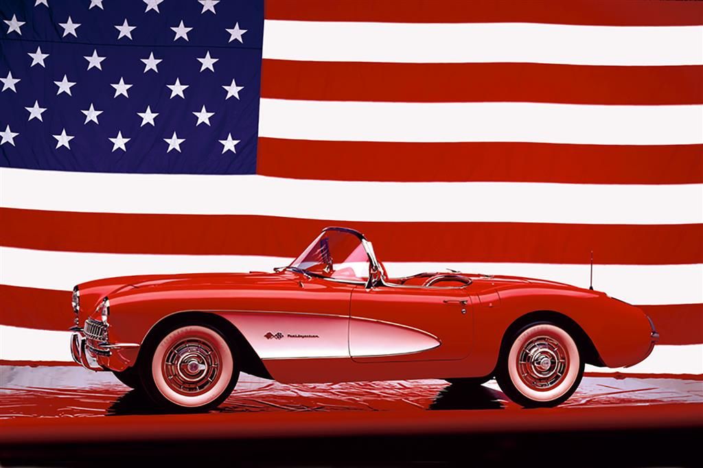 1957 Corvette US Flag 36 x 24 Poster