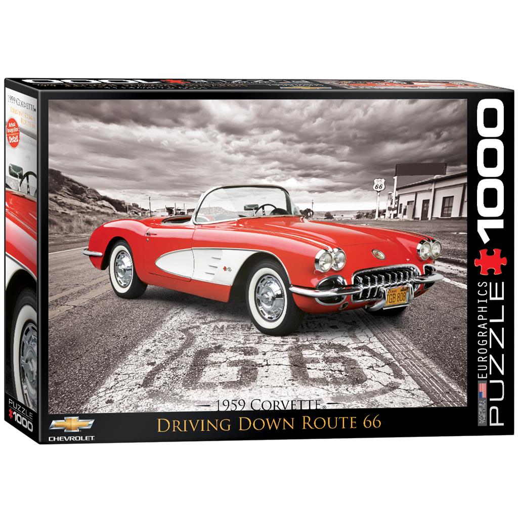 1959 Corvette Driving Down Route 66 Puzzle - 1000 Pieces