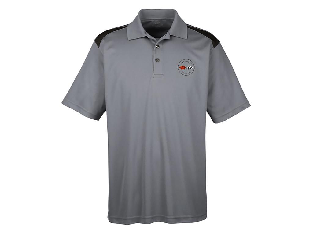 Men's Vintage Gray with Black Colorblock C1 Logo Polo Shirt