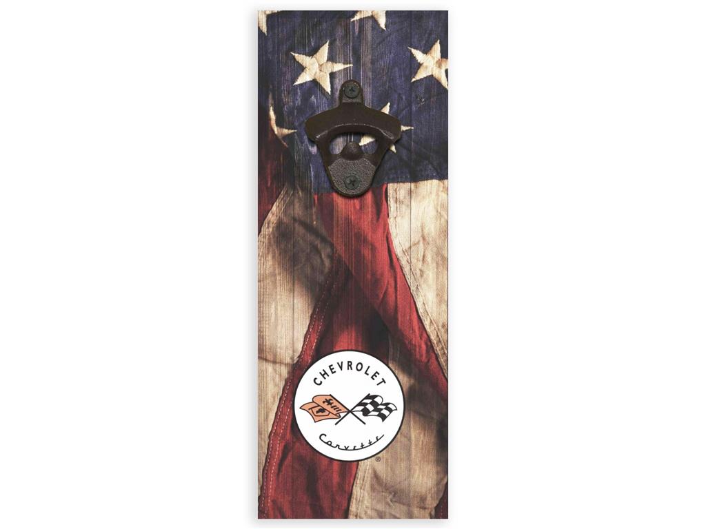 C1 Logo Corvette Wooden MDF Wall Hanging Bottle Opener 4x12