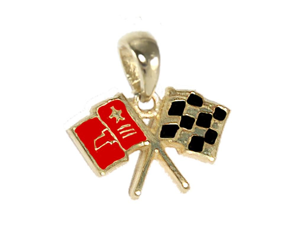 C2 Emblem 14K Gold Enamel Pendant