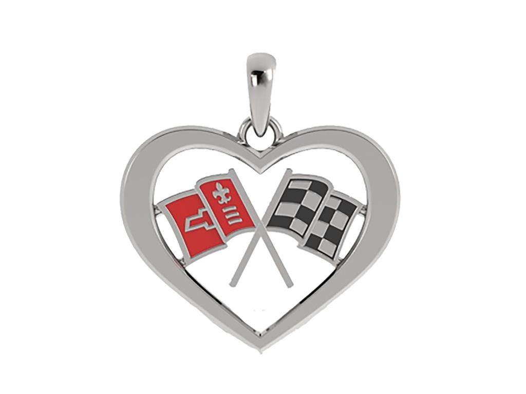Sterling Silver Vintage Color Emblem Heart Pendant