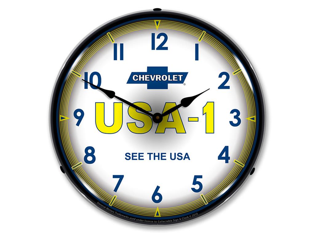 Chevrolet See The USA Backlit Lighted Clock