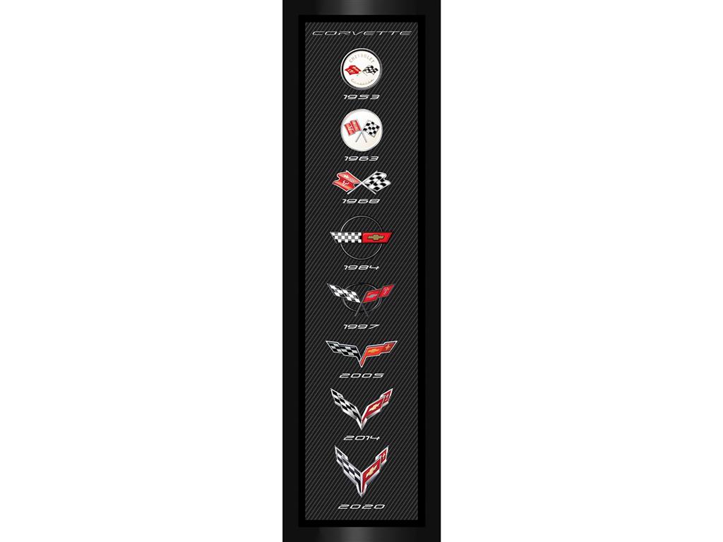 Corvette Emblems Carbon Framed Print  35"x11"