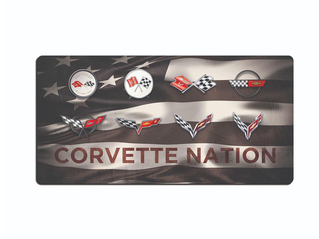 Corvette Nation American Flag Art Metal Print 16" x24"