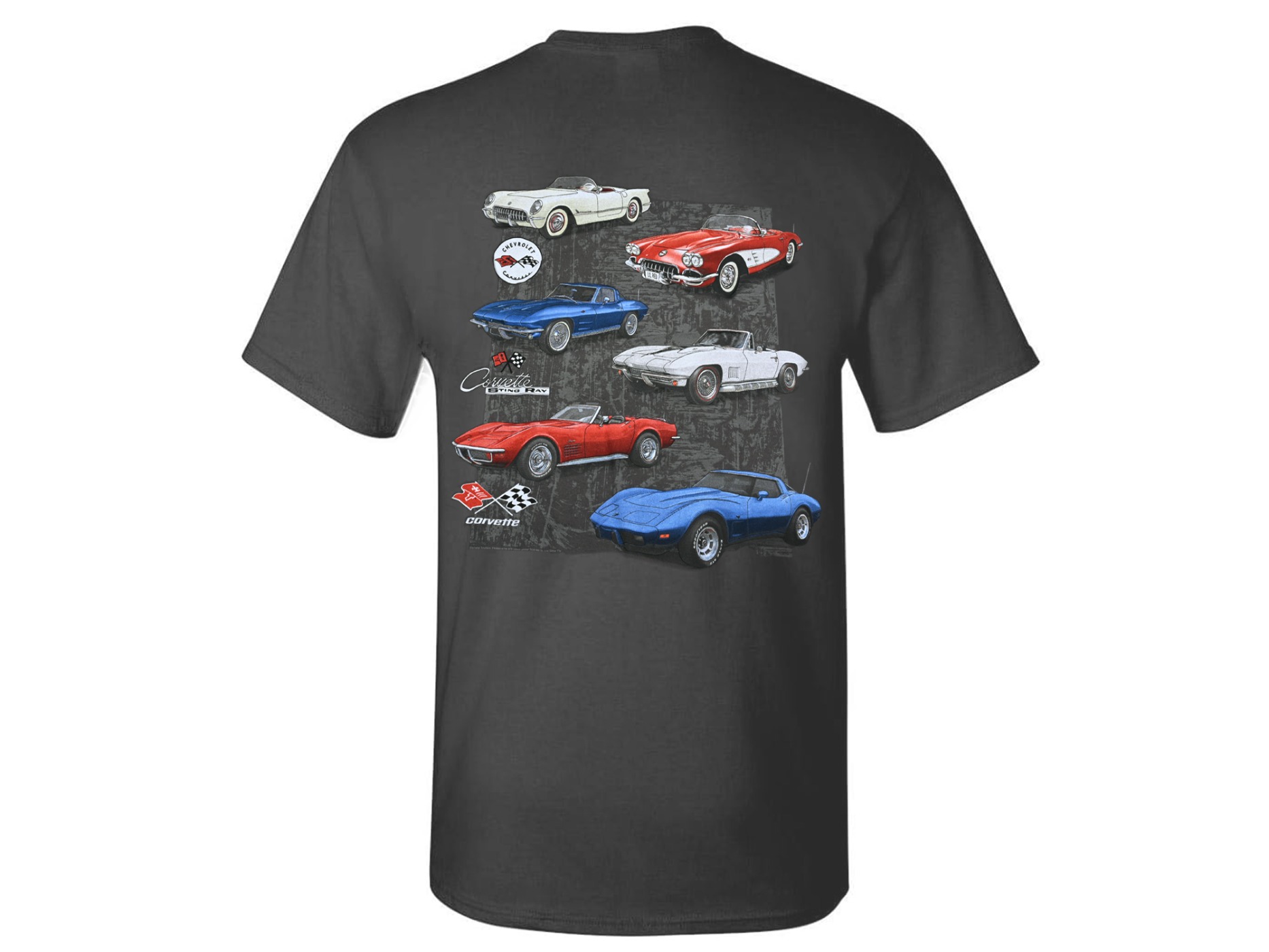 53-82 Red White and Blue Corvette Gray T-Shirt