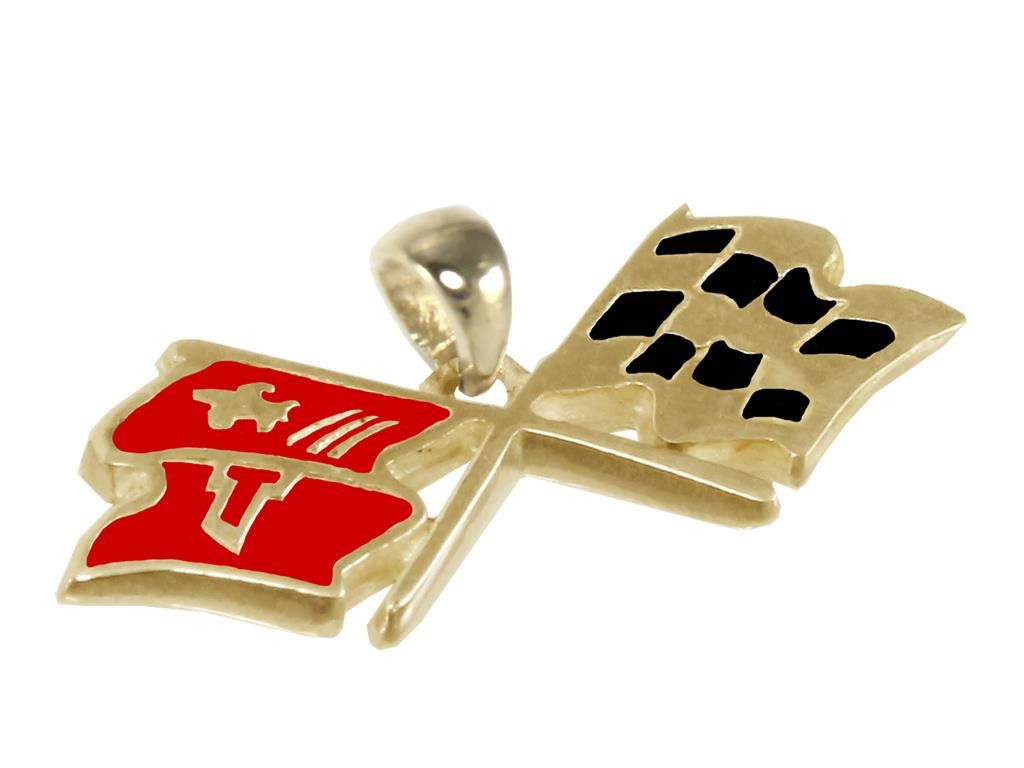 Crossflag Emblem14K Gold Enamel Pendant