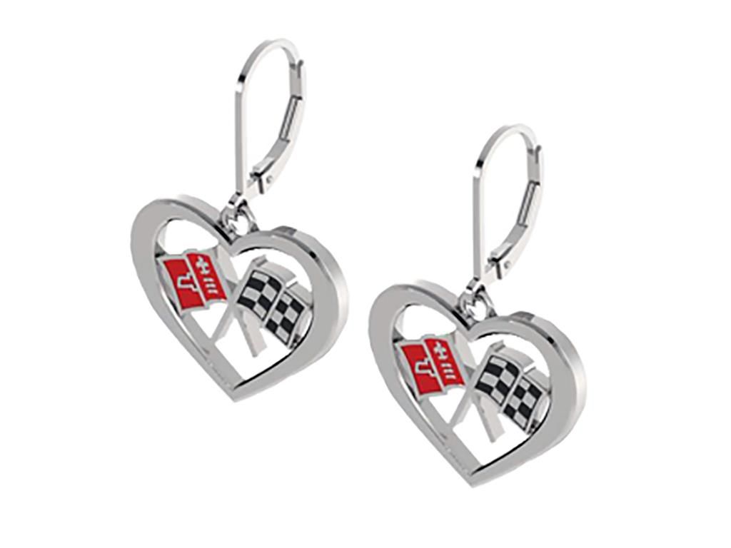 Sterling Silver Vintage Color Emblem Heart Earring