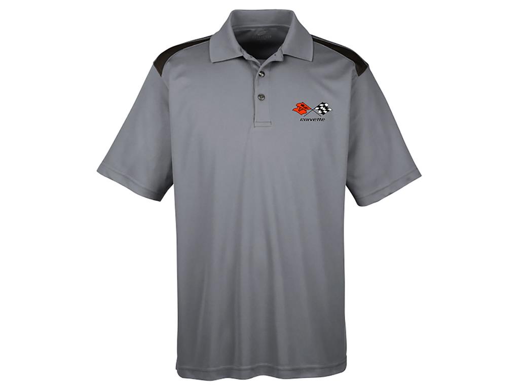 Men's Vintage Gray with Black Colorblock C3 Logo Polo Shirt