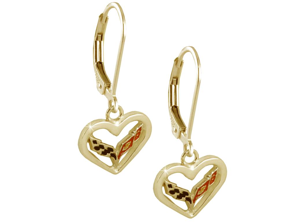 14K Gold Heart Lever Back Earrings With Next Gen Color Emblem