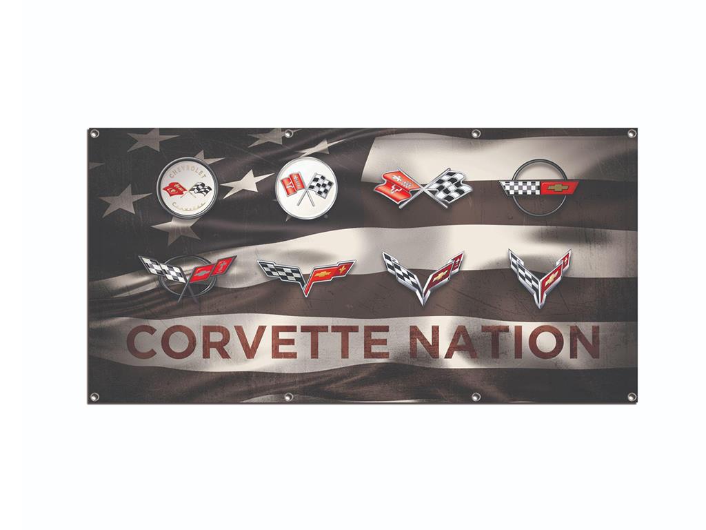 Corvette Nation American Flag Vinyl Banner 75" x 37.5"