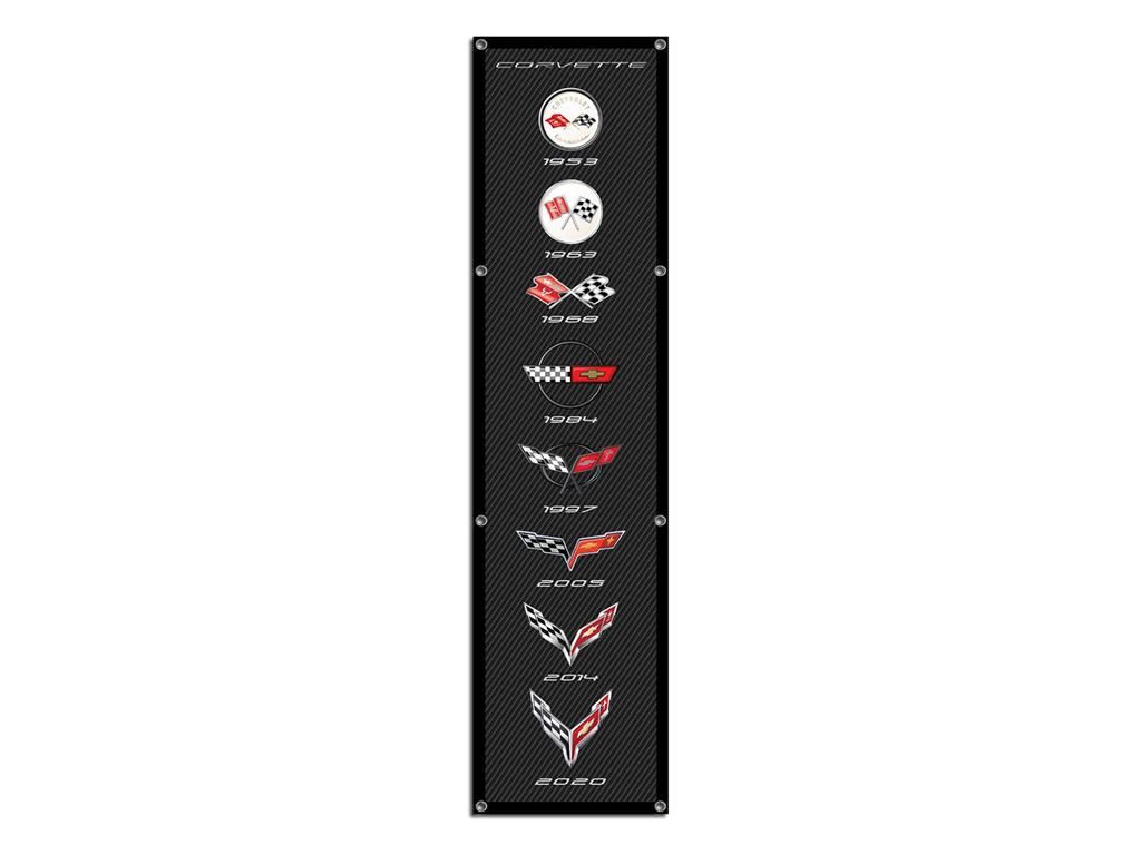 Corvette Emblems Carbon Vinyl Banner 90x22.5