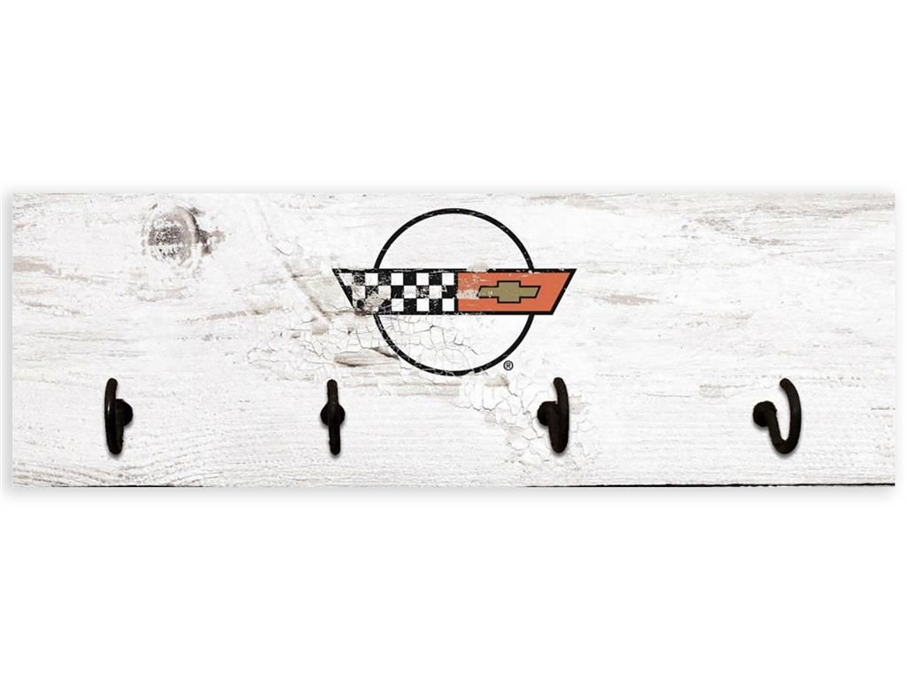C4 Logo Corvette Wooden MDF Key Rack  4" x 12"