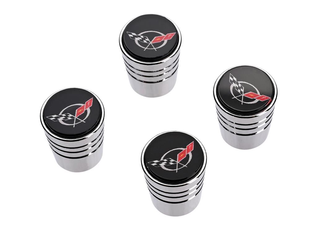 C5 Logo Chrome Tapered Valve Stem Caps