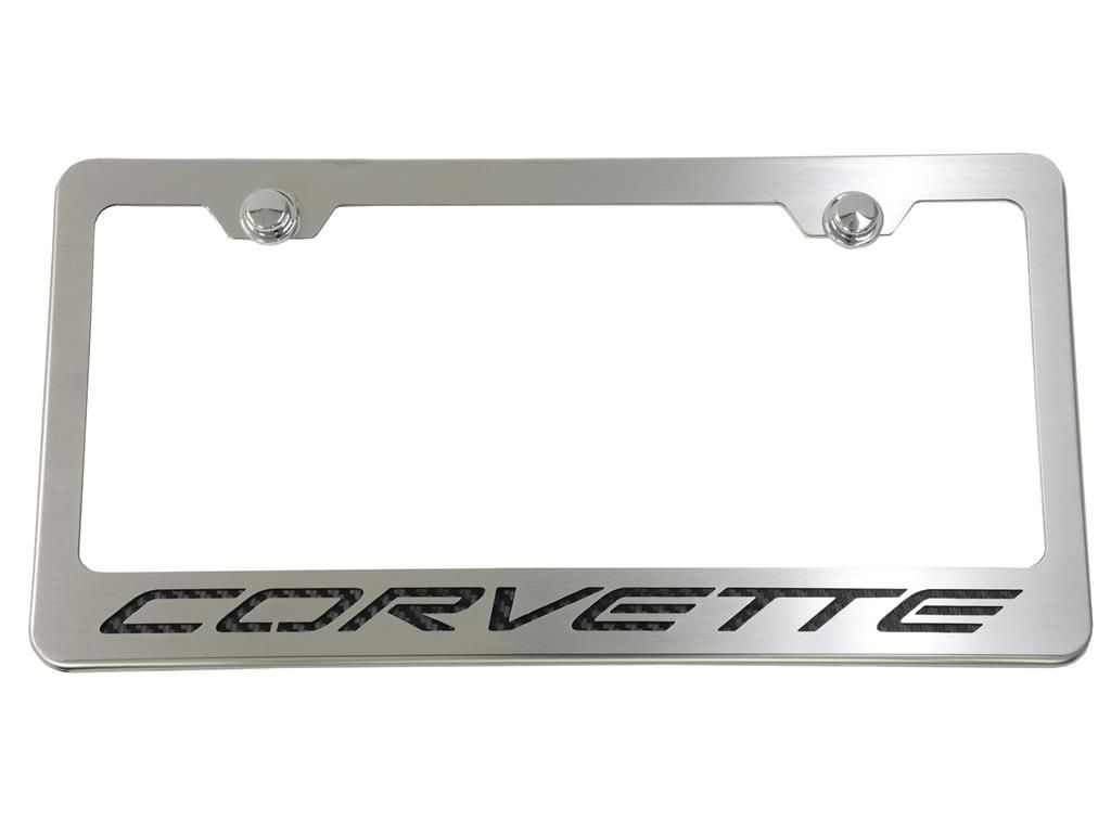 97-04 Stainless Rear License Plate Frame w/Corvette Script Accessory Color: Black