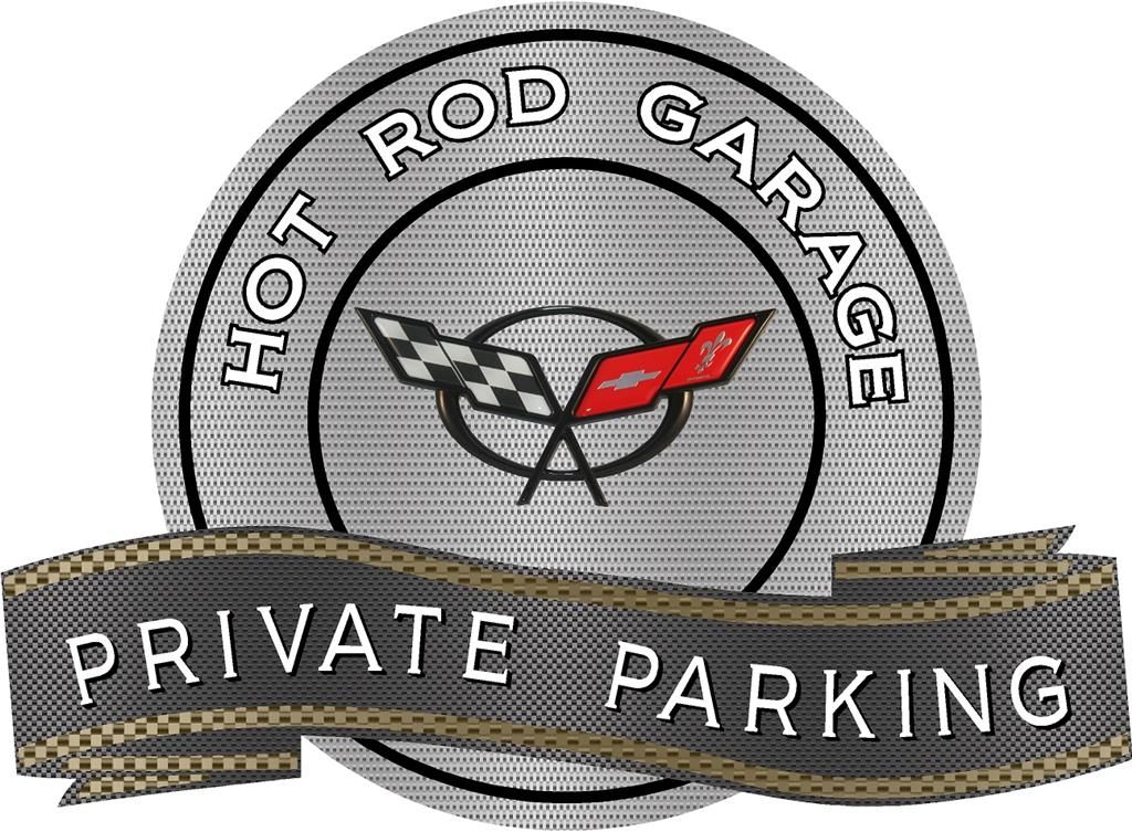 97-04 Metal Sign - Private Parking / Hot Rod Garage - C5 Emblem - 18" X 14"