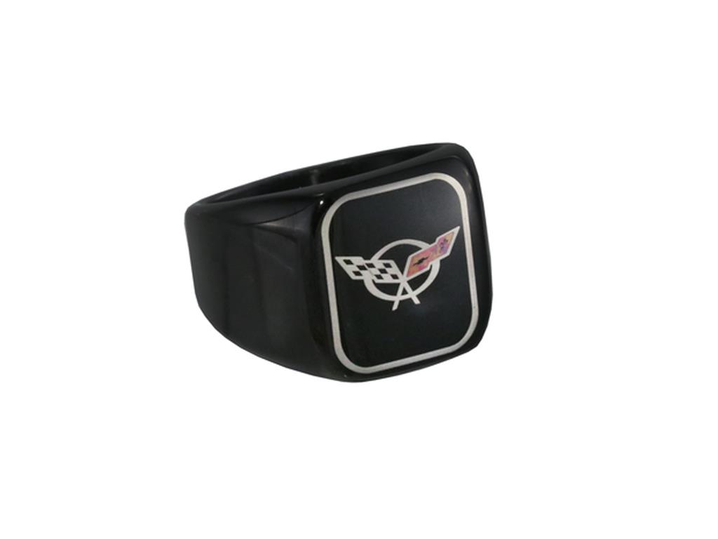 Black Color Emblem Signet Ring With C5 Emblem