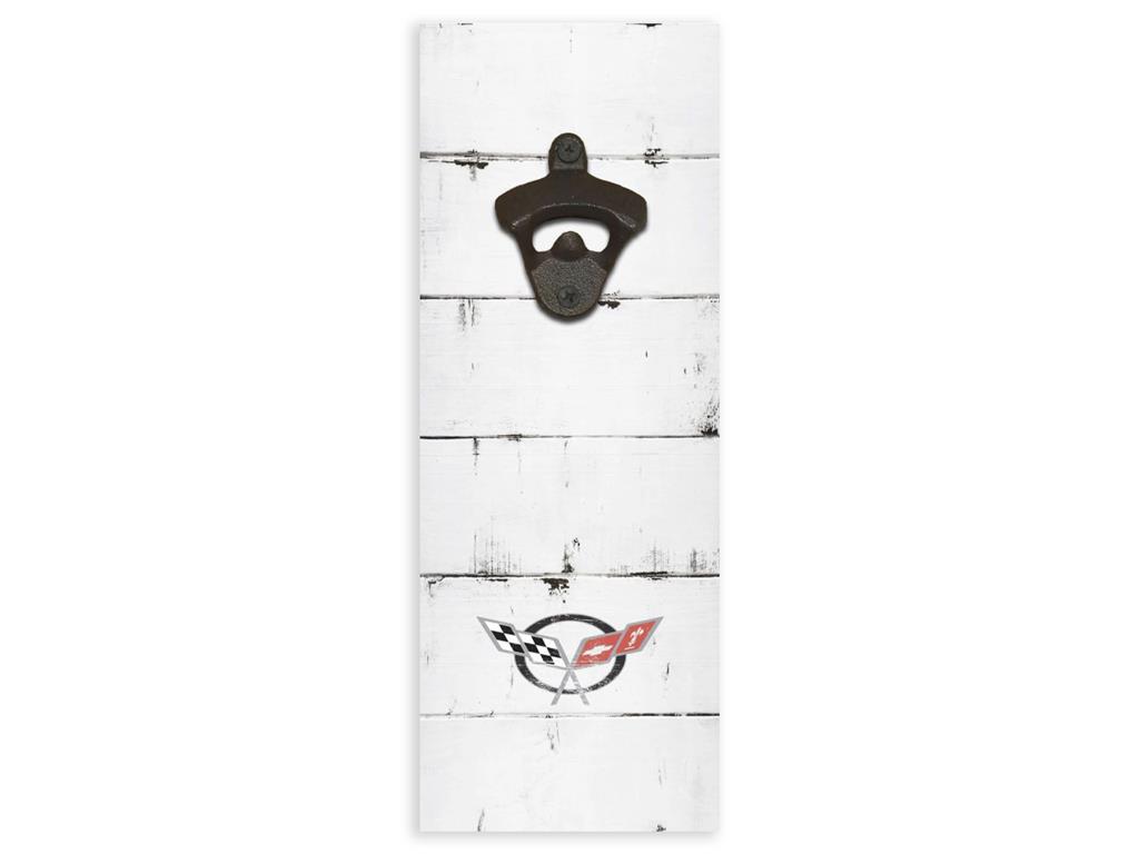 C5 Logo Corvette Wooden MDF Wall Hanging Bottle Opener 4x12