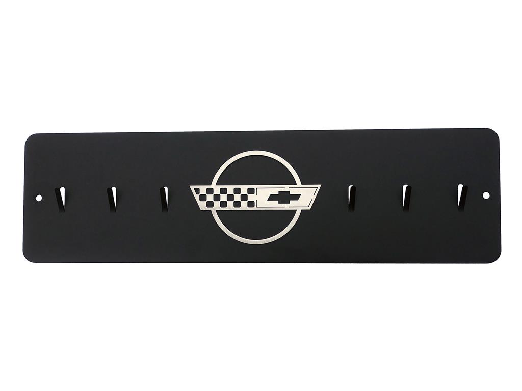 Black Powder Coated with Brushed Stainless Steel Emblem Key Rack  by CarArtWork