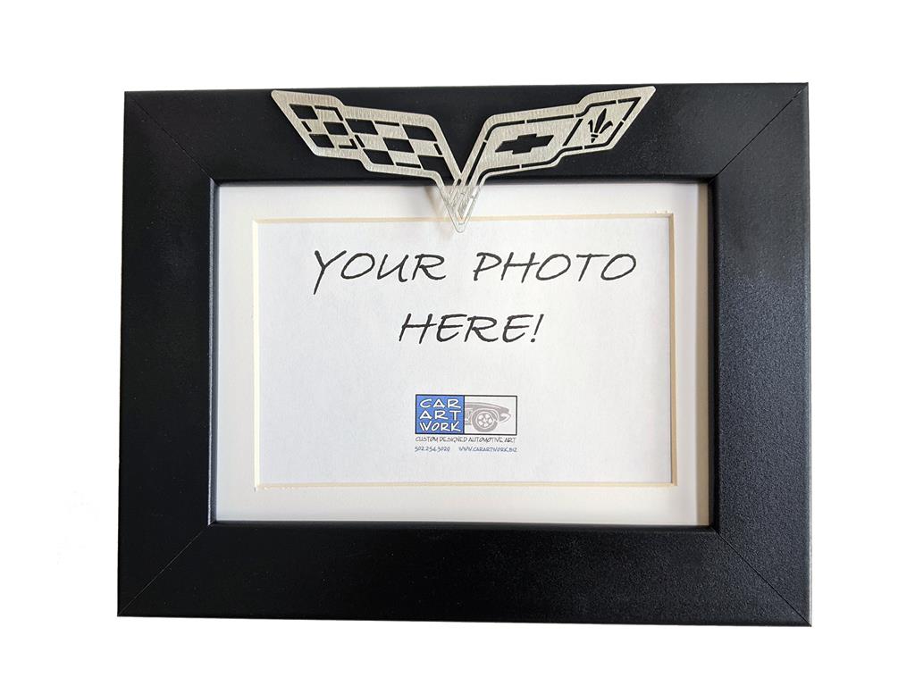 2005-2013 Corvette CarArtWork Blackwood Picture Frame With C6 Crossed Flag