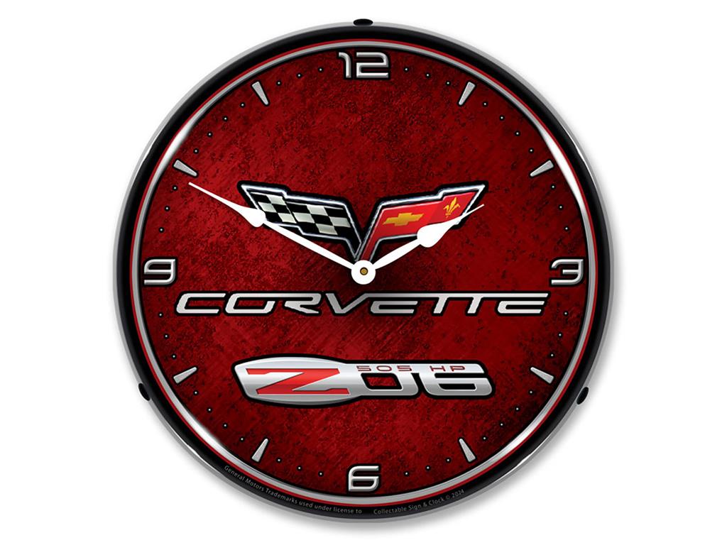 C6 Corvette Z06 Maroon Backlit Lighted Clock