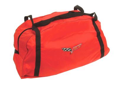 Red Duffel / Car Cover Storage Bag With C6 Embroidered Logo