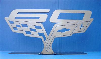 60th Anniversary C6 Emblem - CarArtWork Brushed Metal - Table / Desktop Emblem