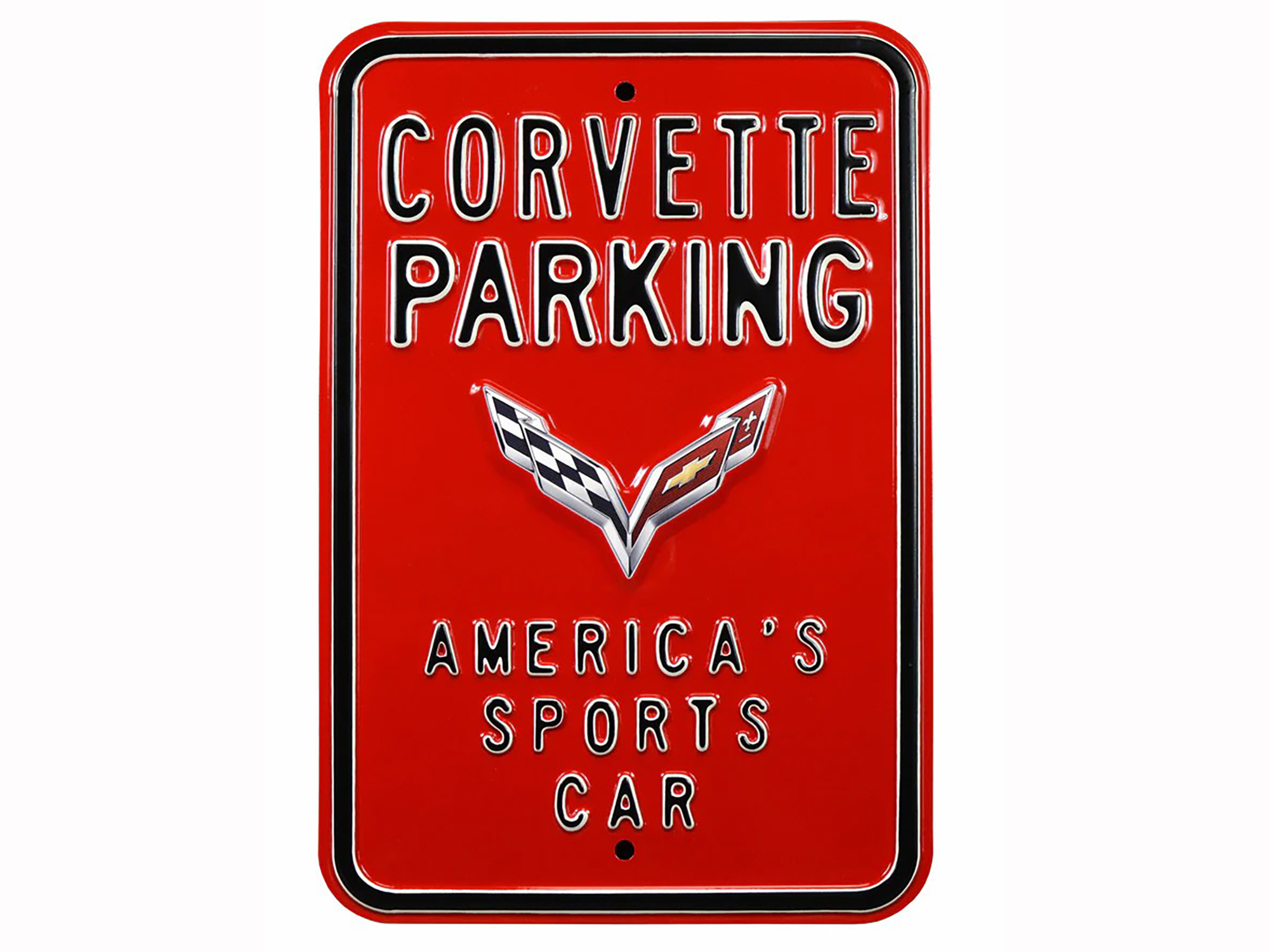 Embossed Corvette Steel Parking Sign with C7 Logo