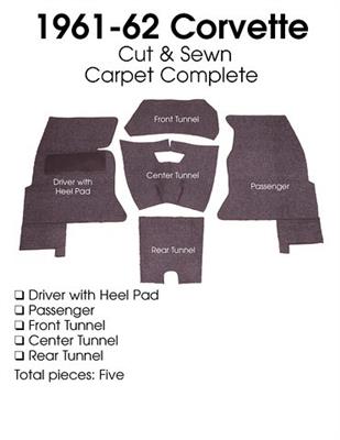 61-62 Carpet Set - With Foam Backing Replacement 80/20 Carpet