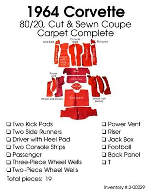 64 Carpet Set - Coupe 80 20 Poly Back Set