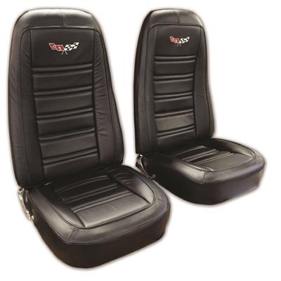 76-78 Seat Cover - Exact Reproduction - Leather With Embroidered Logo - CA