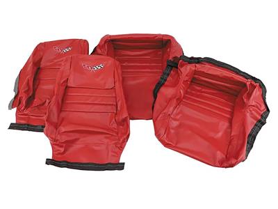 79-82 Seat Covers 4" Pleat 100% Leather With Embroidered Logo - CA