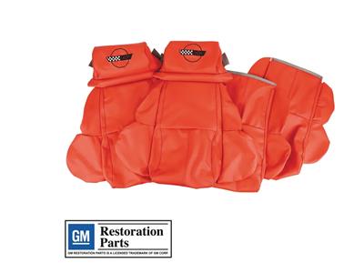 1993 C4 Embroidered Logo Standard Leather Seat Covers  - CA